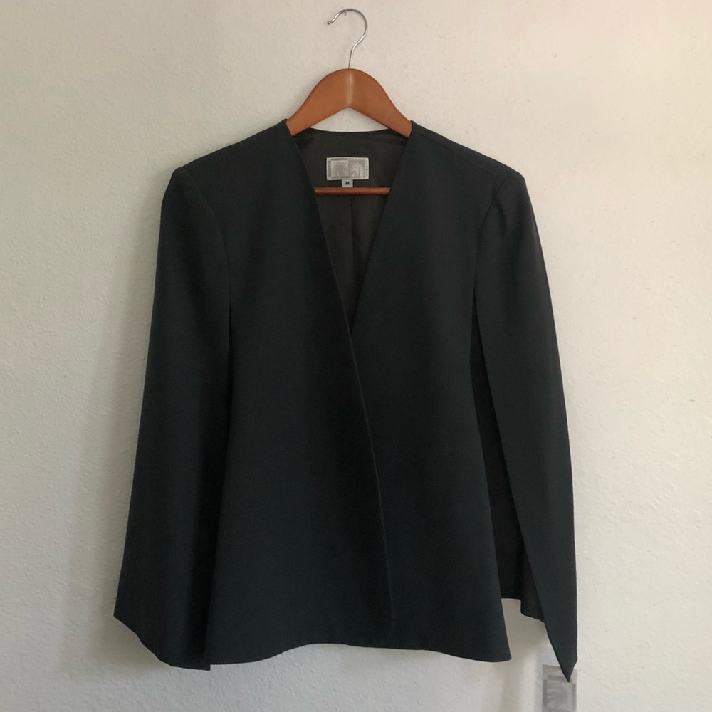 Dark forest green cape blazer